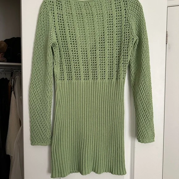 Zara Light Green Chenille Knit Mini Dress - Picture 7 of 9